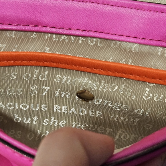 Kate Spade Hot Pink & Orange Storybook Lining Turn Lock Crossbody - Picture 6 of 16